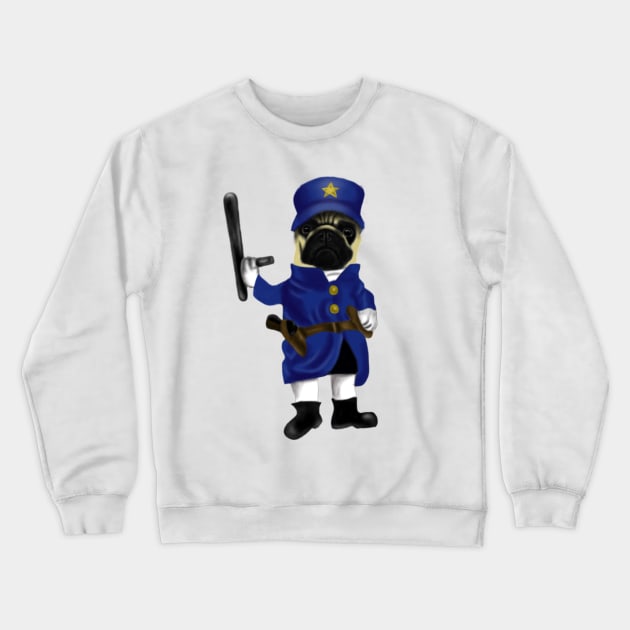 Funny Pug Officer Dog Lovers Gift Crewneck Sweatshirt by Merchweaver